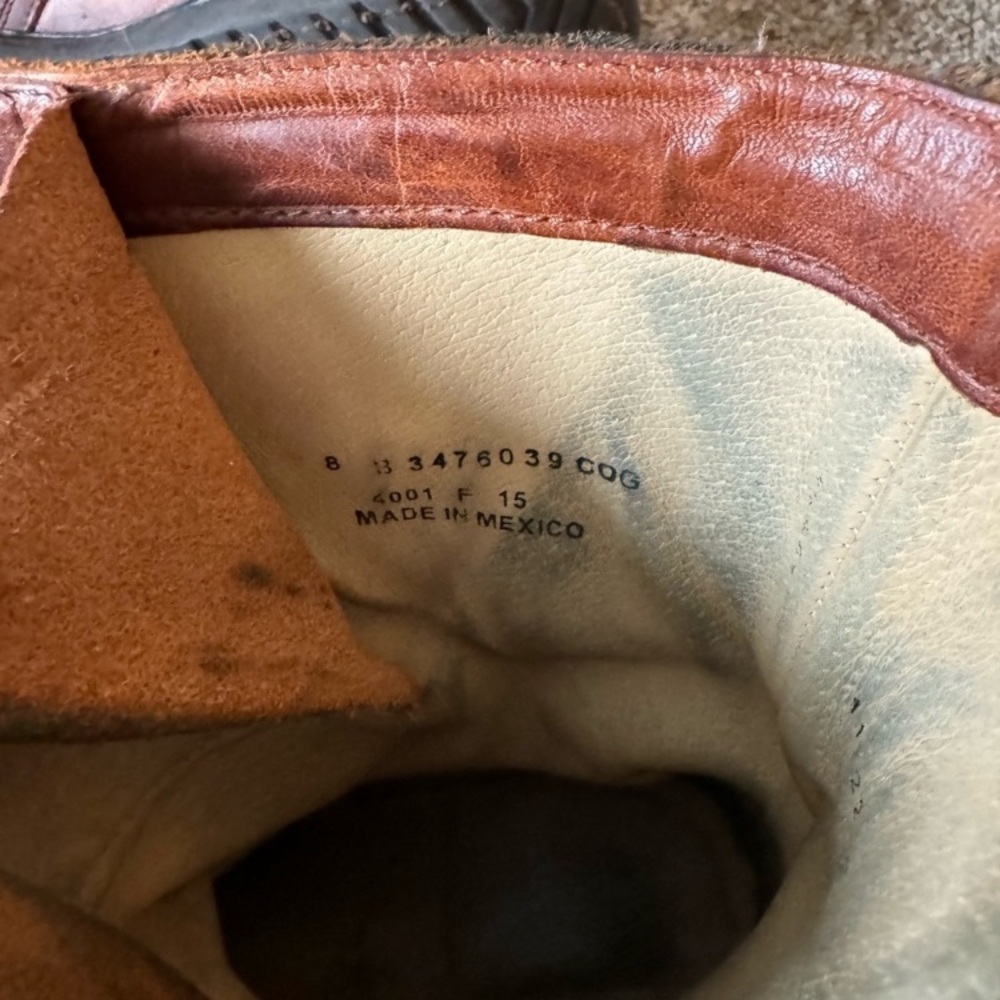 FRYE Boot VERONICA TANKER ENGINEER Combat Boho Distressed Leather Cognac Size 8 - Picture 12 of 13